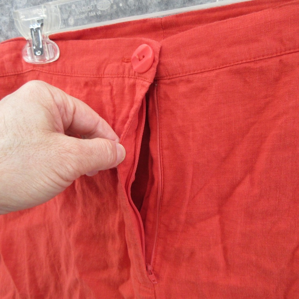 FLAX Designs Pants 3G LInen Red Pedal Pusher Elastic Waistband With Pockets New - Picture 13 of 16